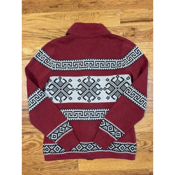 Woolrich Aztec Southwest Seneca Cardigan Sweater Women's Size Small Red Full Zip - Picture 3 of 7